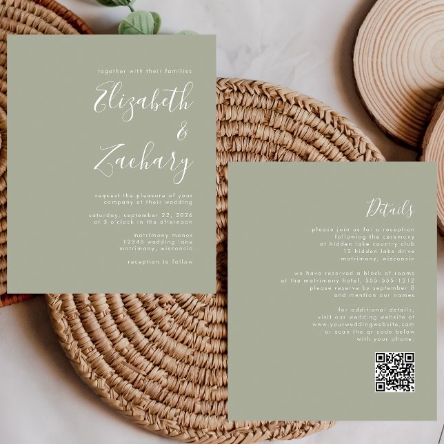 Budget Skript Sage Green QR Code Hochzeit Einladun (Von Creator hochgeladen)