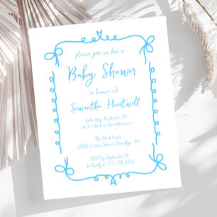 Budget Sky Blue Handgeschriebener Boy Baby Shower 