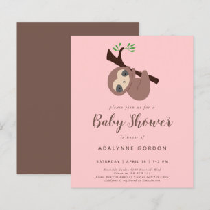Budget Sloth Baby Shower Girl Pink Brown Niedlich