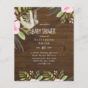 BUDGET Sloth FOTO BABY Event Einladung Girl Boy Flyer