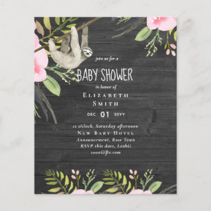 BUDGET Sloth FOTO BABY Event Einladung Girl Boy Flyer