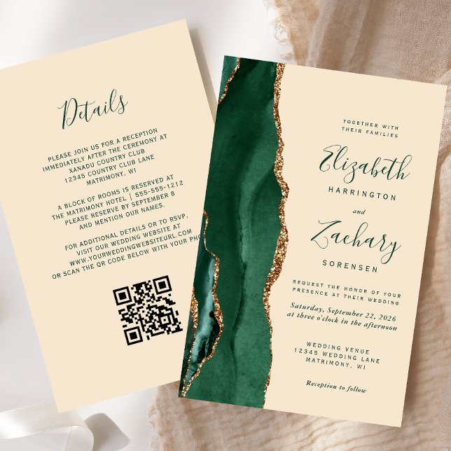 Budget Smaragd-Achat-Champagner-QR-Code-Hochzeit (Von Creator hochgeladen)