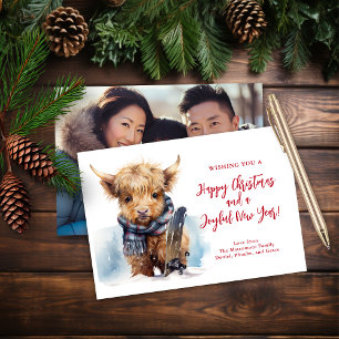 Budget Snowboard Highland Cow Carte photo