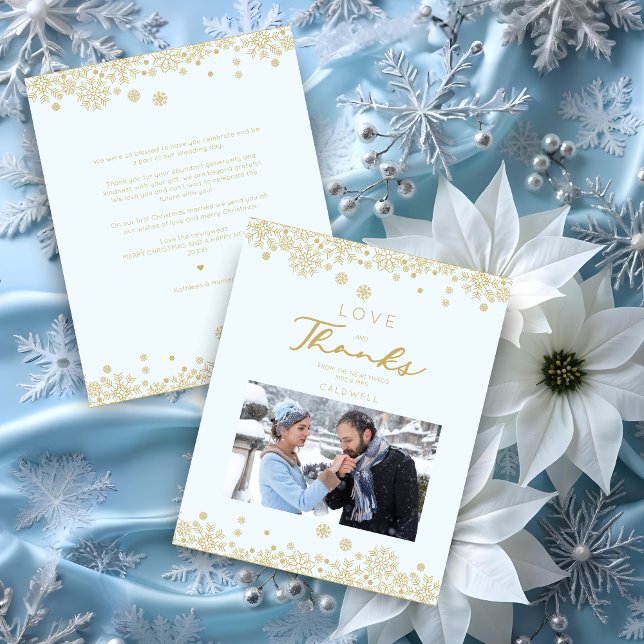 Budget Snowflakes First Merry Christmas Fake Gold (Inexpensive Cheap Snowflakes First Merry Christmas Fake Golden Effect Romantic Typography Thank You.)