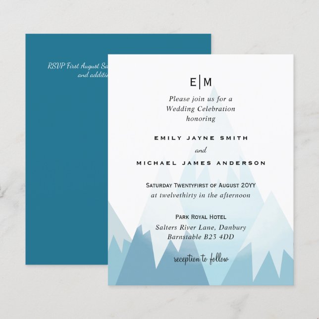 Budget Snowy Mountain Skifahren Winterhochzeit Ein (Vorne/Hinten)