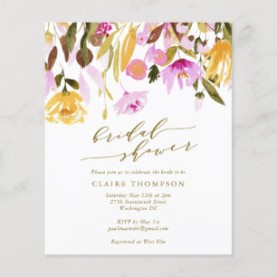 Budget Sommer Rosa Florale Wasserfarbe Brautparty