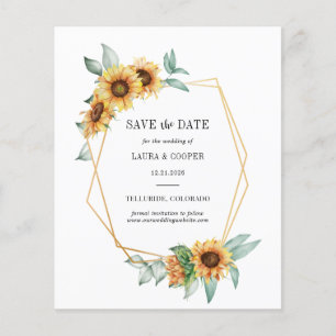 Budget Sonnenblumen Blumengrün Save the Date Flyer