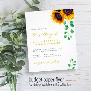 Budget-Sonnenblumen-Eukalyptus-Hochzeitseinladung Flyer