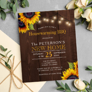 Budget-Sonnenblumen fallen Haus-Einweihung BBQ-Ein