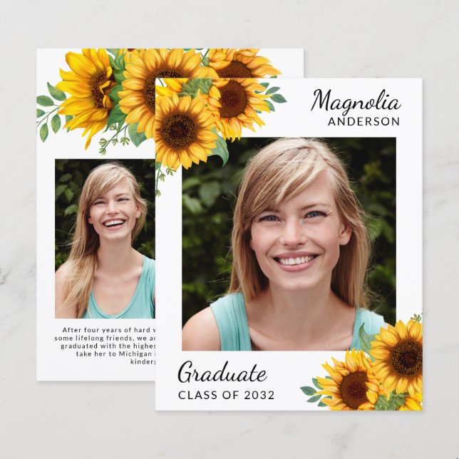 BUDGET Sonnenblumen Fotos Abschluss Ankündigung (Vorne/Hinten)