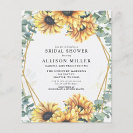 Budget Sonnenblumen Gold Bridal Dusche Einladung
