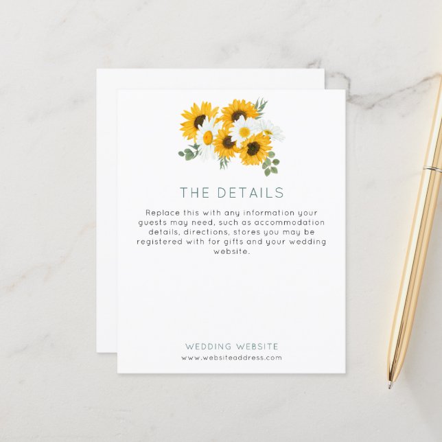 Budget Sonnenblumen Hochzeitsszenario (Vorderseite/Rückseite Beispiel)