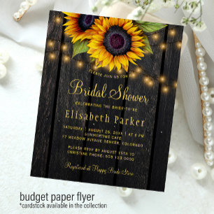 Budget Sonnenblumen Holz Hochzeitseinladung Flyer