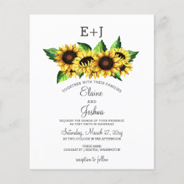 Budget Sonnenblumen Land Hochzeit Einladung