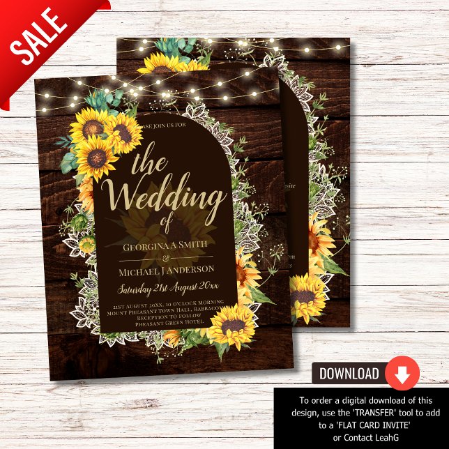 BUDGET Sonnenblumen Lights Lace Wedding INVITE (Von Creator hochgeladen)