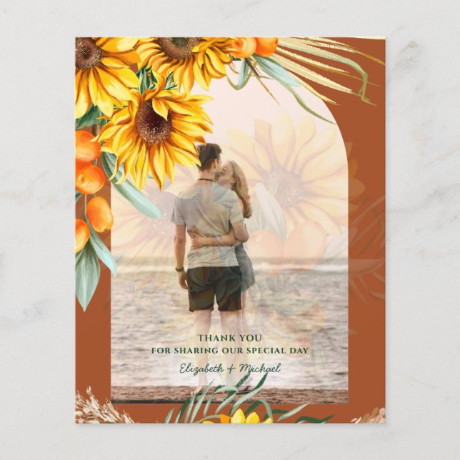 BUDGET Sonnenblumen Pampas Grass Terracotta Hochze Flyer (Vorne)