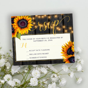Budget Sonnenblumen rustikale Hochzeit RSVP Karte