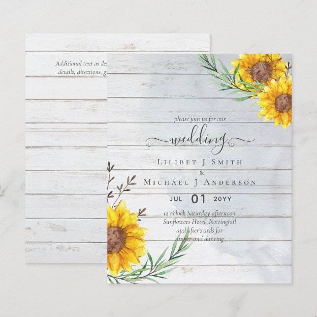 Budget Sonnenblumen Rustikale Waldgartenhochzeit (Vorne/Hinten)