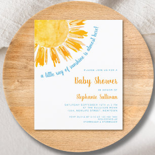 Budget Sonnigens Baby Boy Shower Einladung