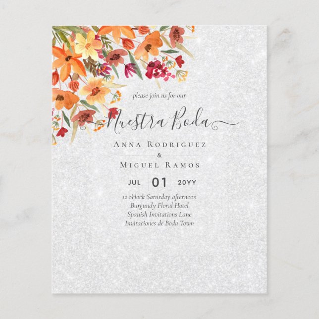 BUDGET Spanische BODA Herbst Blume Orange Burgund (Vorderseite)