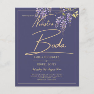 BUDGET Spanish BODA Wisteria Lila Gold Wedding Flyer