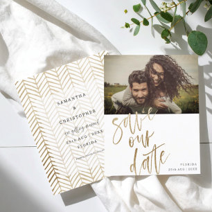Budget Sparen Sie unser Datum Faux Gold Kalligrafi