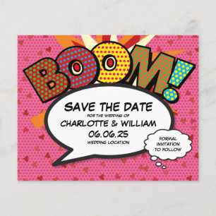 Budget Spaß Retro-Comic-Book-Boom Save the Date