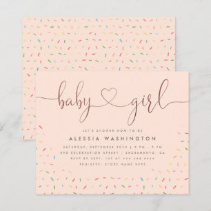 Budget Sprinkle Rose Gold Script Girl Baby Dusche