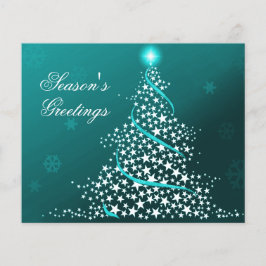 Budget Starry Christmas Tree Aqua Holiday Card