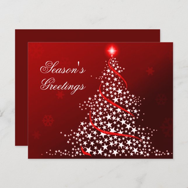 Budget Starry Christmas Tree Red Holiday Card (Vorne/Hinten)