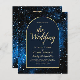 BUDGET Starry Night Navy Blue Gold Hochzeit INVITE