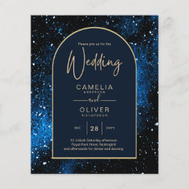 BUDGET Starry Night Navy Blue Gold Hochzeit INVITE Flyer