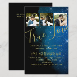 BUDGET Starry Night Navy Gold Einladungen für Hoch