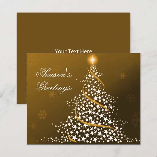 Budget Startup Christmas Tree Gold Holiday Card (Vorne/Hinten)
