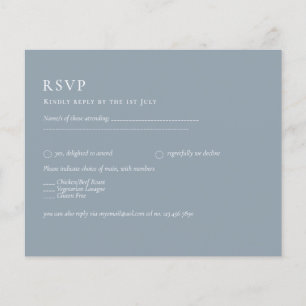 Budget Staubblau Monochromes Hochzeits-RSVP Flyer