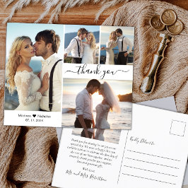 Budget Stilvolle 4 Foto Collage Wedding Vielen Dan Postkarte