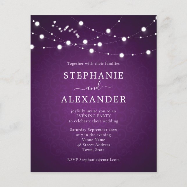 Budget String Lights Hearts Lila Hochzeitsslifter  (Vorderseite)