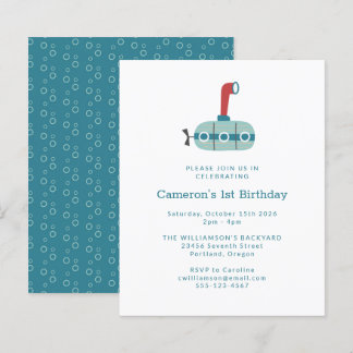 Budget Submarine Einladung 1. Geburtstag