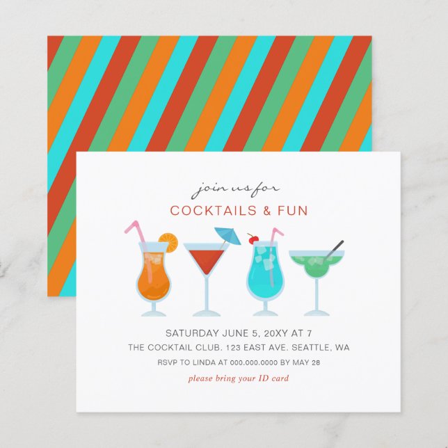 Budget Summer Drinks Cocktail Party Einladungen (Vorne/Hinten)