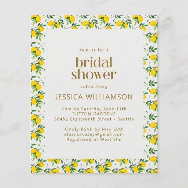 Budget Summer Lemon Fruchtmuster Brautparty (Vorderseite)