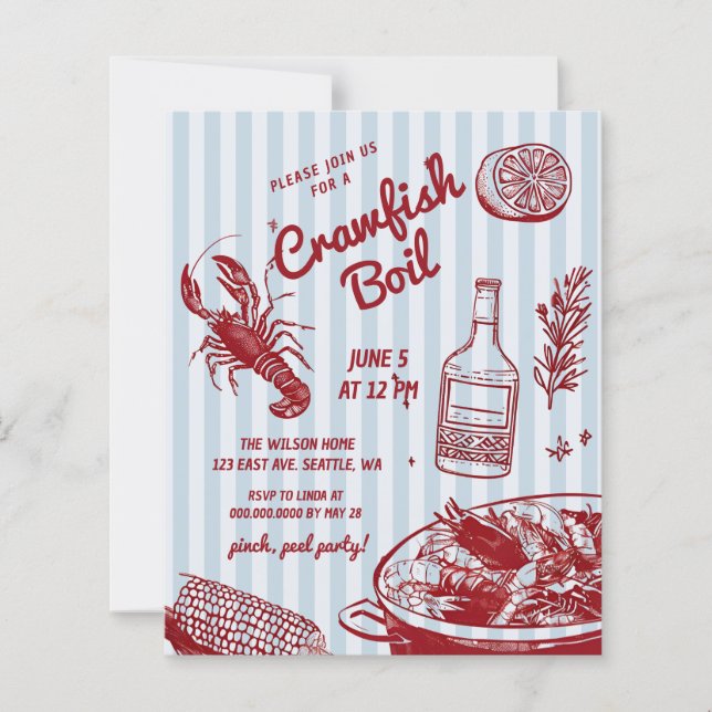 Budget Summer Seafood Crawfish Boil Party einladen (Vorderseite)