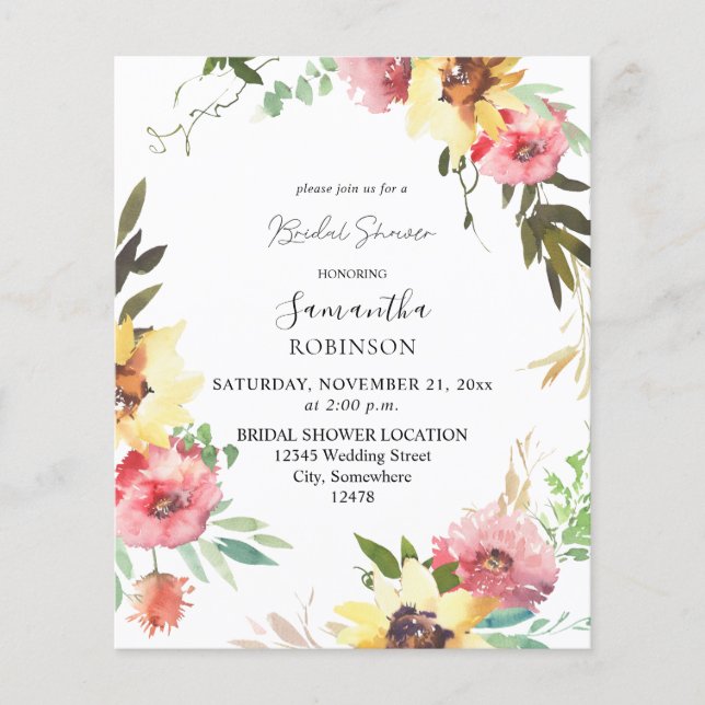 Budget Summer Sunflower Brautparty Flyer (Vorne)