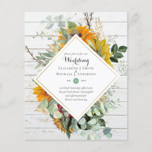 Budget Sun Blume Greenery WEDDING Einladungen Flyer