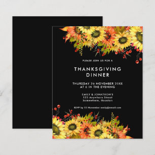 Budget Sunflower Erntedank Dinner Black Einladung