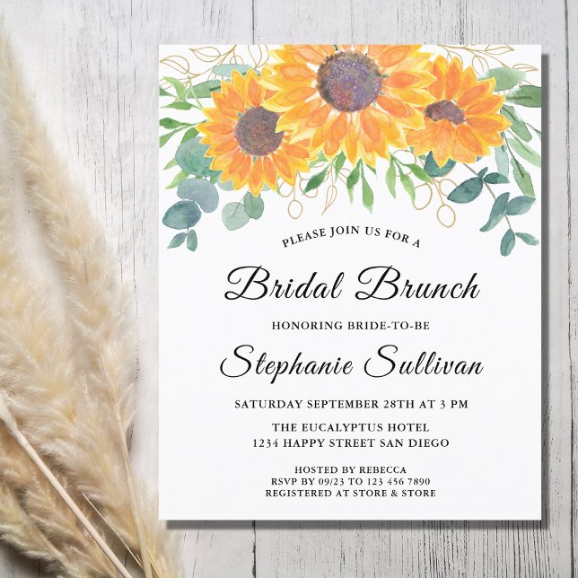 Budget Sunflower Eucalyptus Bridal Brunch Einladun (Von Creator hochgeladen)