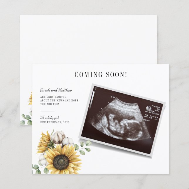 Budget Sunflower Eucalyptus Pregnancy Baby Reveal (Vorne/Hinten)
