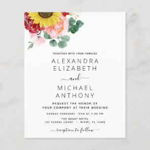 Budget Sunflower Eukalyptus Country Wedding Flyer