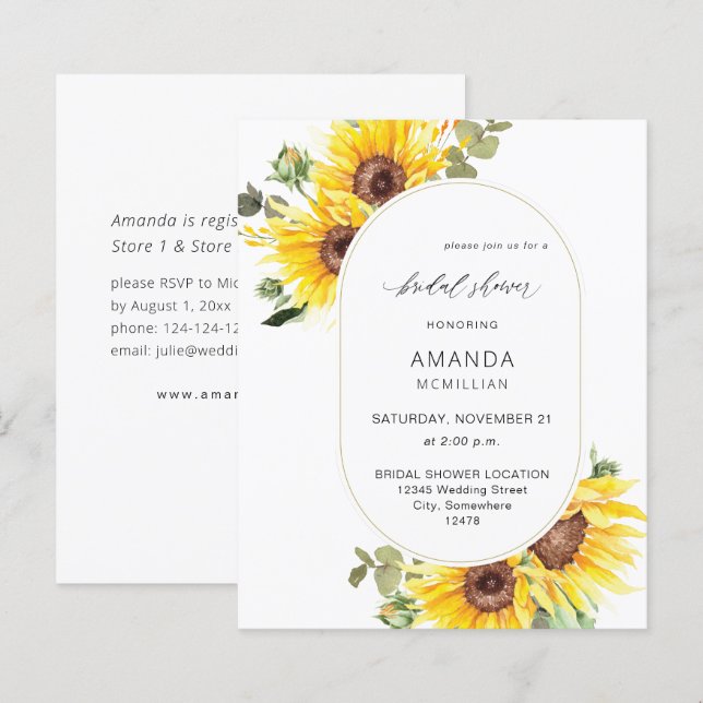Budget Sunflower & Eukalyptus Floral Brautparty (Vorne/Hinten)