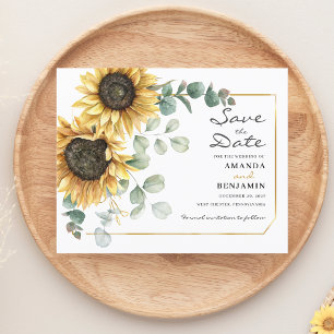 Budget Sunflower Eukalyptus Floral Save the Date