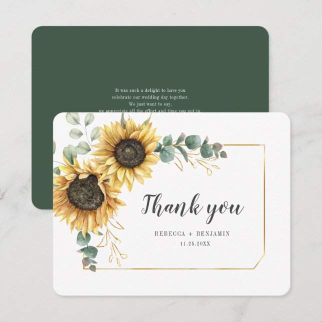 Budget Sunflower Eukalyptus Floral Vielen Dank Mitteilungskarte (Vorne/Hinten)